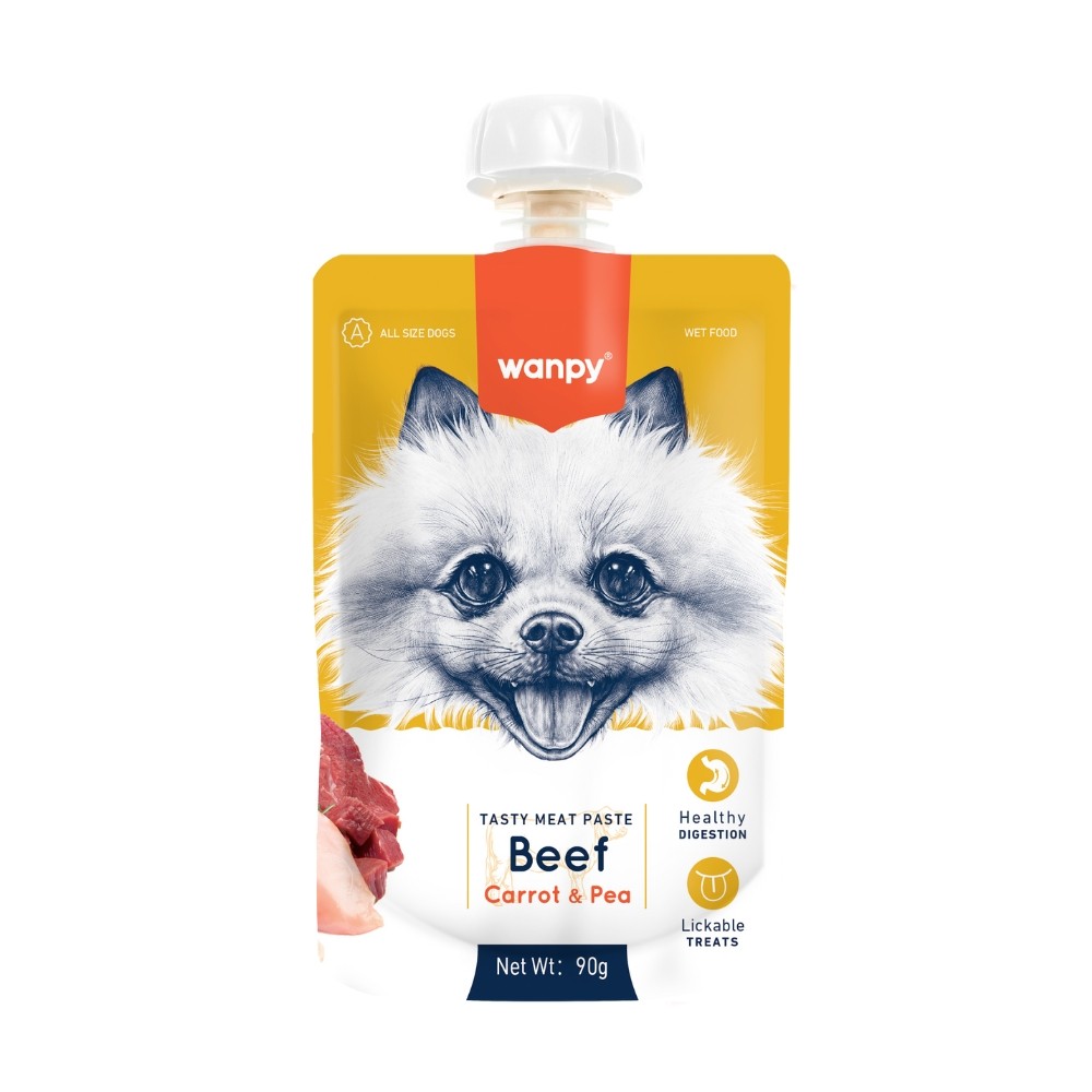 Creamy Sachê de Carne, Cenoura e Ervilha para Cães 90gr - Wanpy