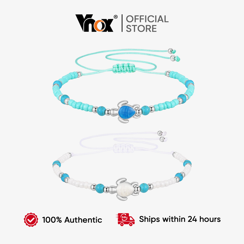 Vnox Oceano Estilo Pedra Natural Tartaruga Concha Acessórios Pingente Tornozeleiras Para Mulheres , Ajustável À Prova Dw em Oferta na Shopee