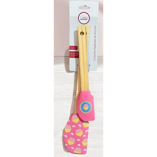 Conjunto com 2 Espátulas Silicone com Tema Cupcake Rosa- Casual Home