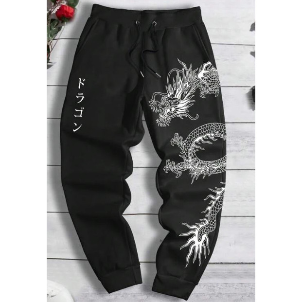 Calça Moletom Streetwer Estampada Dragão Unissex Novo! em Oferta na Shopee