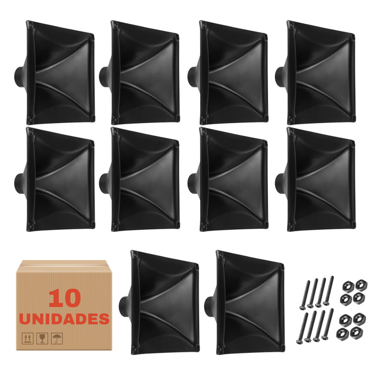 Kit 10 Corneta LC 015 Retangular Driver Som Com Parafusos