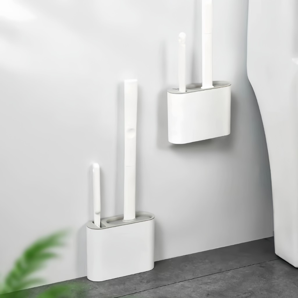 Escova Sanitária De Silicone Para Limpar Privada Banheiro Vaso Sanitário Com Suporte e Adesivo para parede