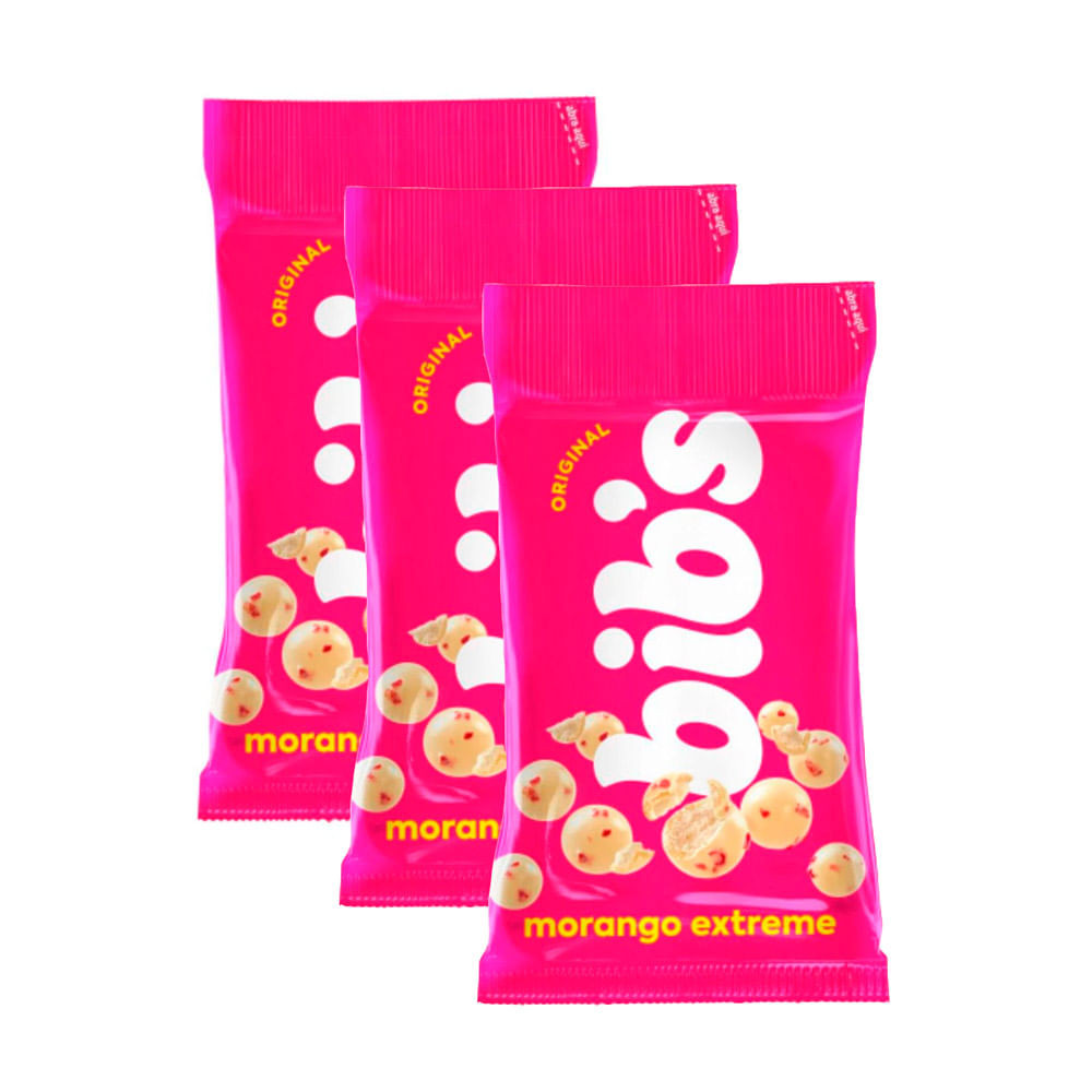 Kit 3 Confeito Bib's Morango Extreme 40g em Oferta na Shopee
