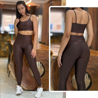 Conjunto Feminino de Academia Calça Legging + Top com Alta Compressão e Zero Transparência em Oferta na Shopee