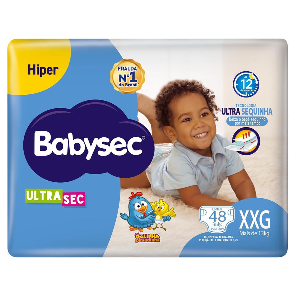 Fralda Descartável Babysec Galinha Pintadinha Ultrasec XXG Com 48 Unidades - Mom & Baby