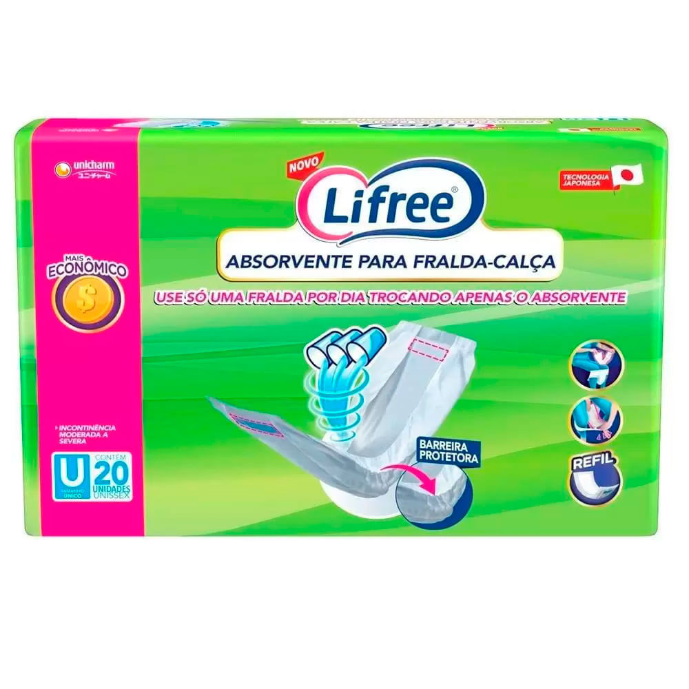 Absorvente Geriátrico Lifree para Fralda Calça Refil com 20 Unidades - Health