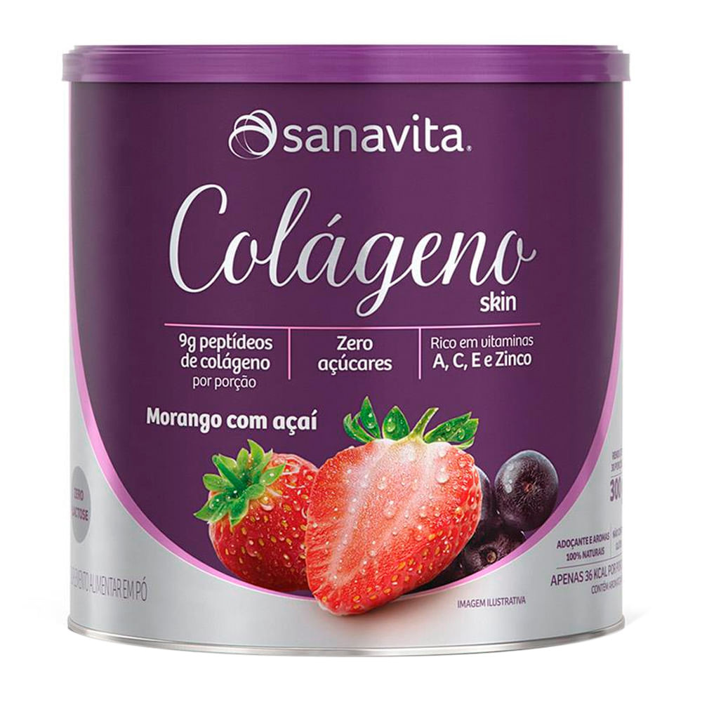 Colágeno Skin Sanavita Sabor Morango com Açaí 300g - Food & Beverages