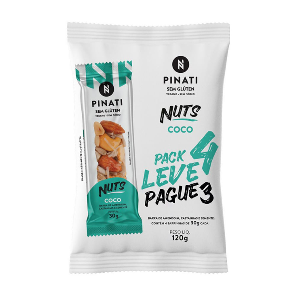 Barra de Cereais Pinati Nuts Coco Leve 4 Pague 3 com 4 unidades de 30g cada - Food & Beverages
