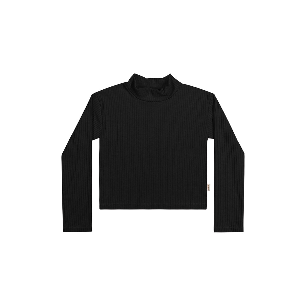 Blusa Infantil Menina Gola Alta Básica Elian Preto - Baby & Kids Fashion