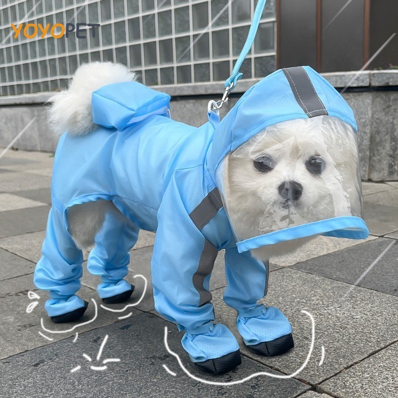 Tração Filhote De Cachorro Capa De Chuva De Quatro Patas Impermeável Com Tudo Incluído Cão Pequeno Pés Bigbear Teddy Pet em Oferta na Shopee