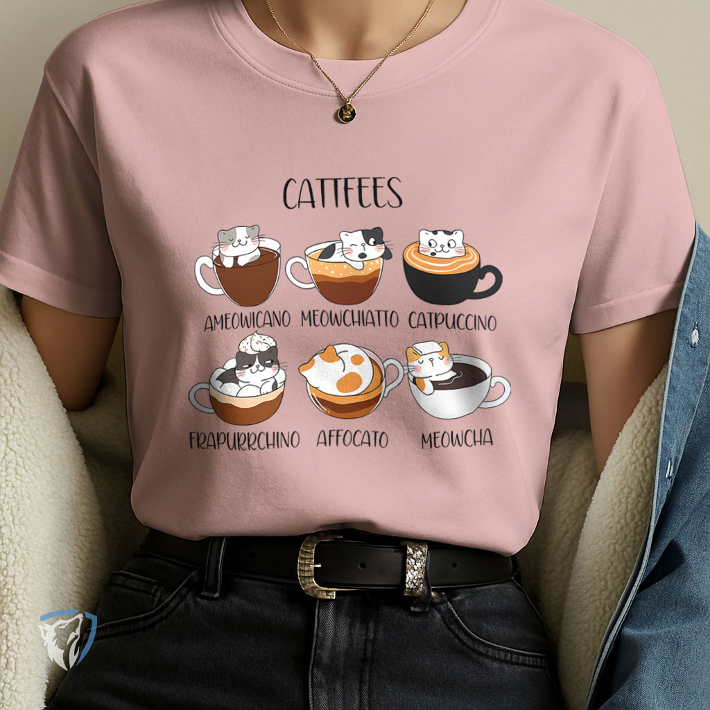 Camiseta Feminina Gatos e Café | Estilo Casual com Trocadilhos Engraçados em Oferta na Shopee