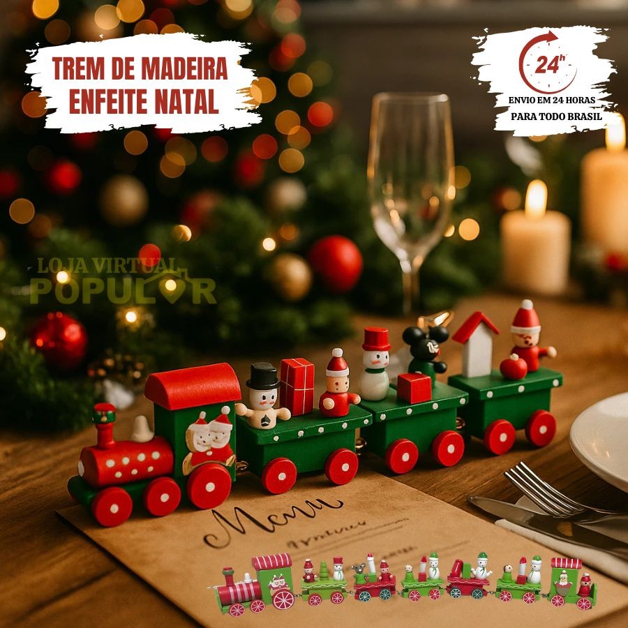 Brinquedo Casa Papai Noel Ano Novo Decoração Presente Feliz Natal Ornamento Trem De Madeira