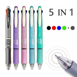 Caneta Esferográfica Multicolorida 5 Em 1 Tipo Push , Lápis Mecânico Multifuncional , Núcleo Intercambiável , De 4 Cores em Oferta na Shopee