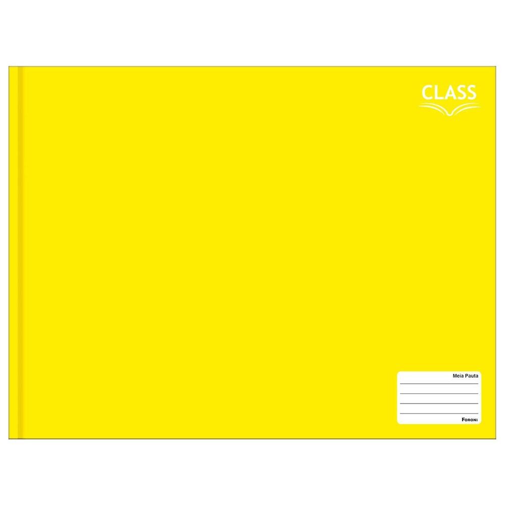 Caderno Brochura 24,8x19cm Meia Pauta 96 Folhas Class Amarelo Foroni