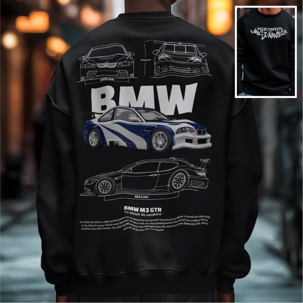 Moletom Bmw M3 GTR Jogo Need For Speed MostWanted Blusa De Frio Gola Careca Gola Redonda Algodão