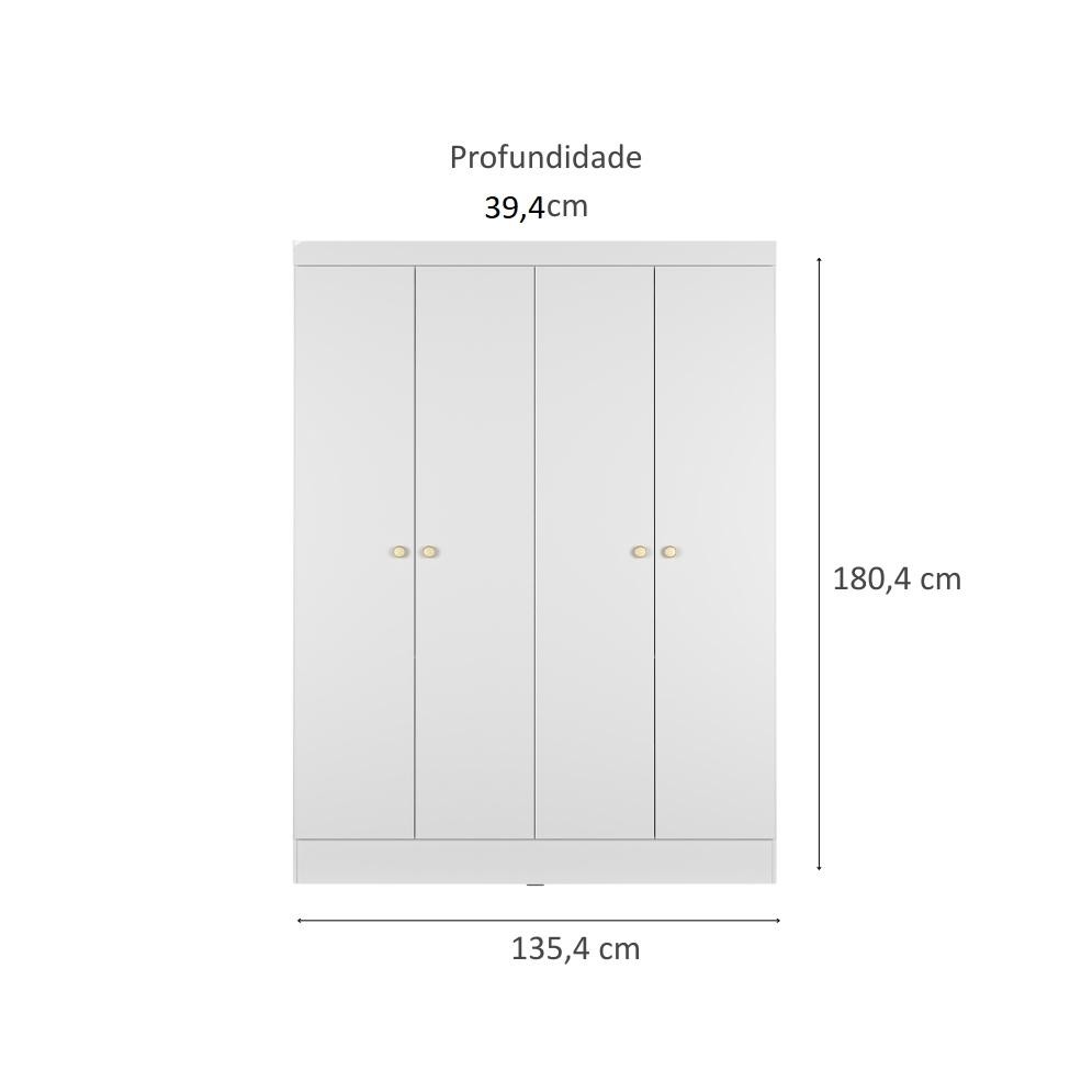 Detalhes do Guarda-Roupa Casal Boreal 4 Portas Branco
