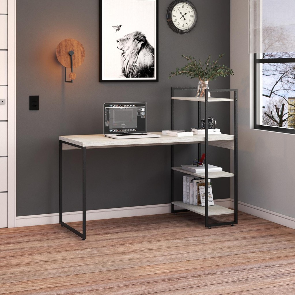 Mesa c/Estante Alta 135X64X115cm C/03 Prateleiras
