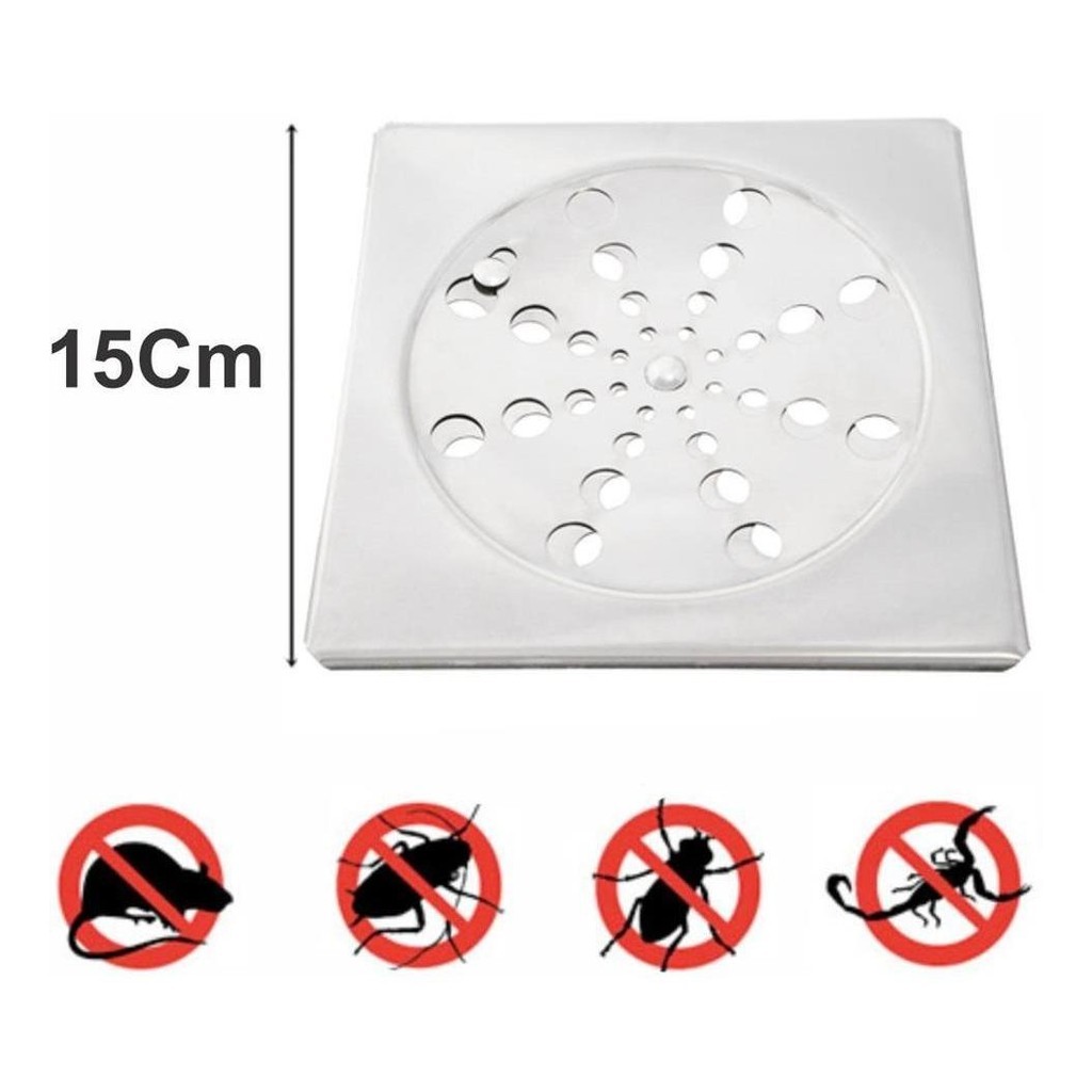 Ralo Tampa Grelha 10x10cm Abre e Fecha Quadrado – Aço Inox | Cozinha Banheiro Área Serviço — imagem 2 de 2