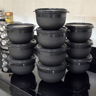 Kit 10 Potes Bowl 1300ml Plástico com Tampa reforçado Cozinha Marmita Micro-ondas, freezer