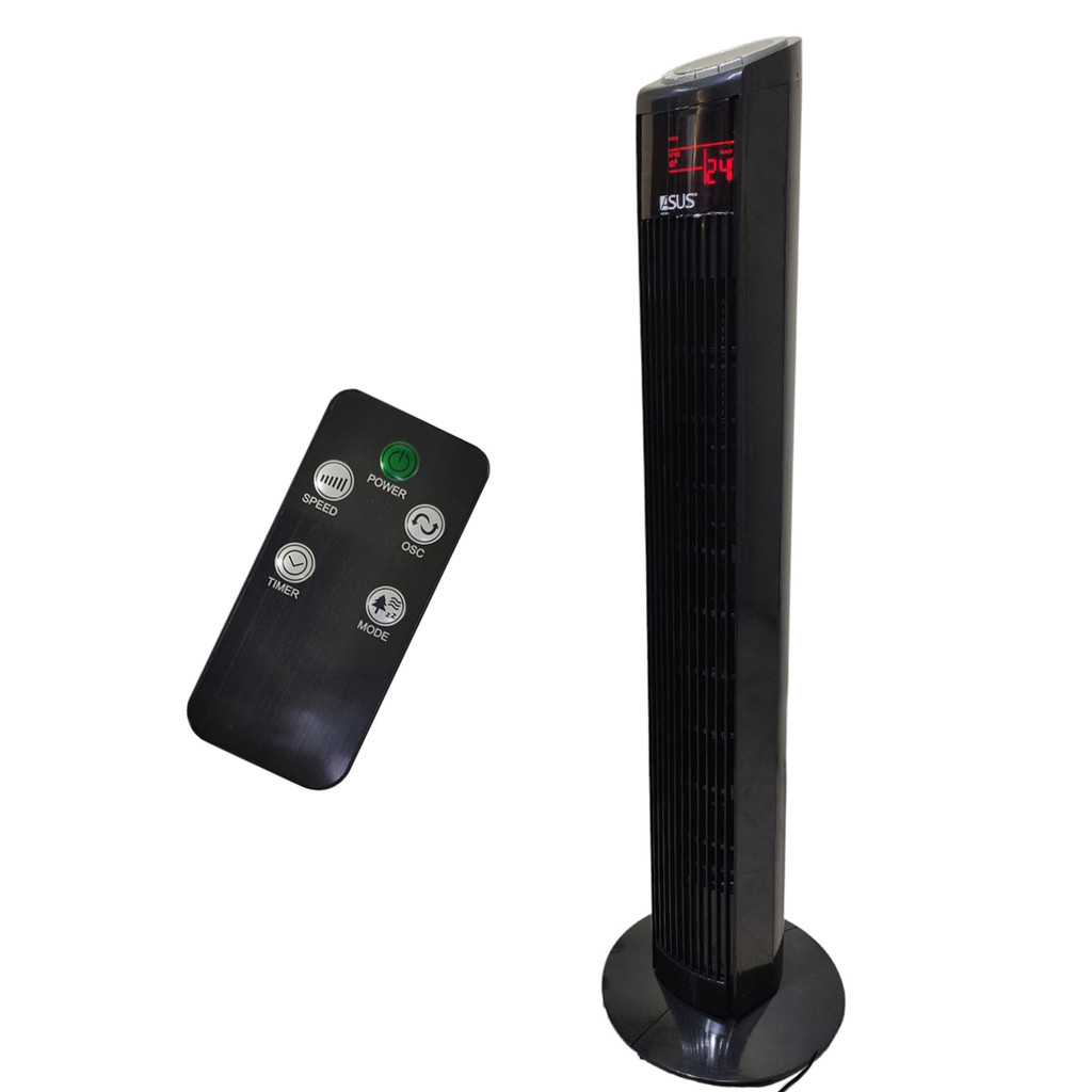 Ventilador Torre 70w Giratorio Oscila Refrescante Controle Visor Led 3 Velocidades Ajustaveis Silencioso Sol Verao Calor