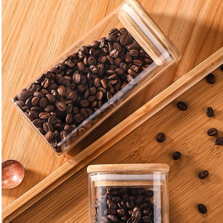 KIT 2 Pote Acrílico Com Tampa Quadrado Super Vedação Transparente Multiuso 1000ml 800ml E 500ml