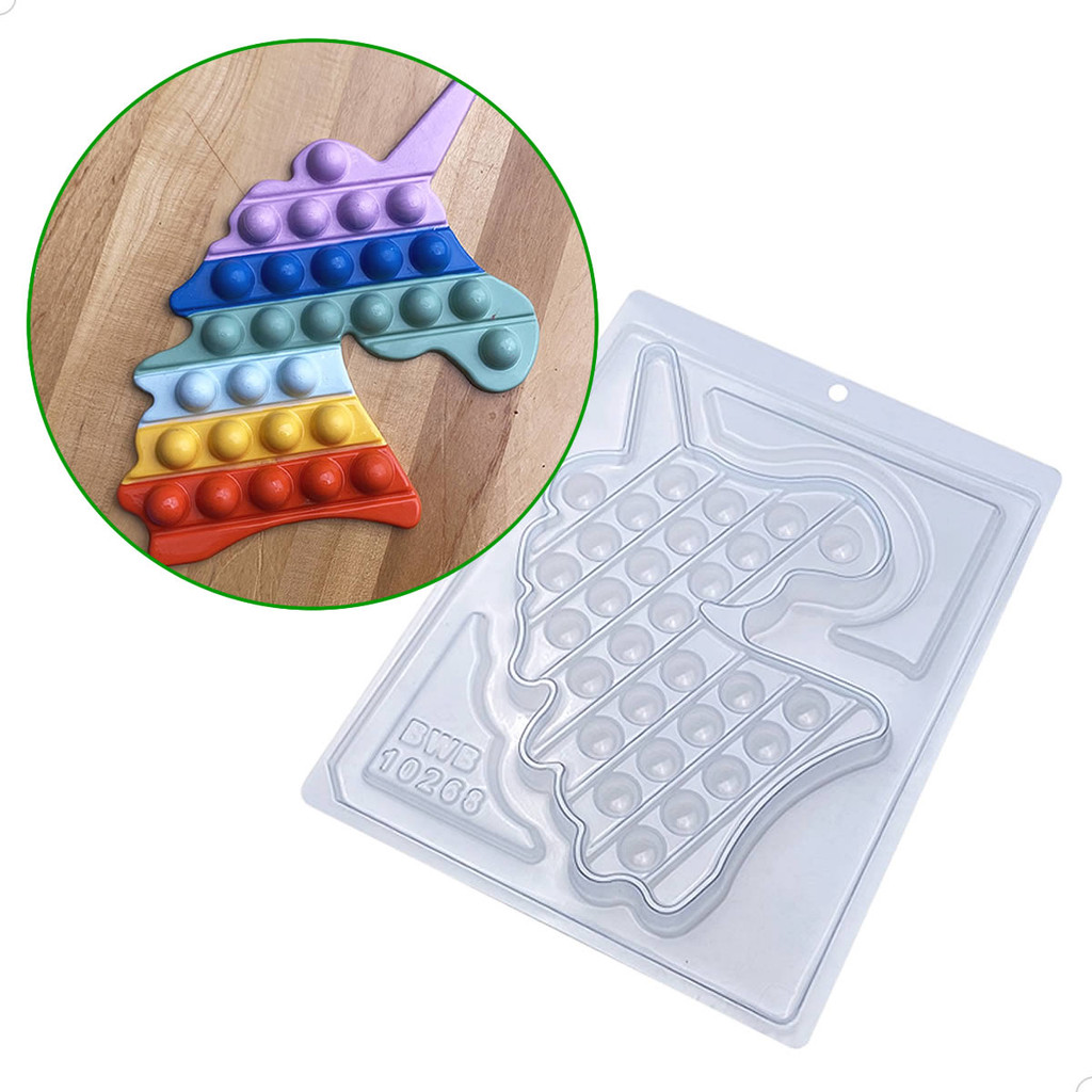 KIT (2un) Forma BWB de Acetato para Chocolate com Silicone cod 10272 POPIT Unicórnio