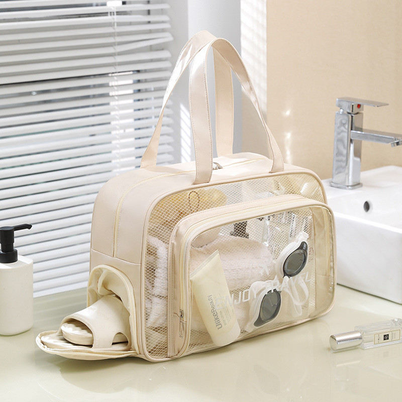 Bolsa de Natação Impermeável Transparente em PVC - Bolsa de Mão e Ombro para Viagem, Praia e Atividades ao Ar Livre