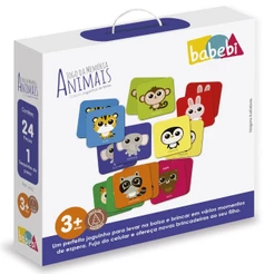 JOGO DA MEMÓRIA ANIMAIS BABEBI EDUCATIVO MESA MDF MADEIRA JOGUINHOS BOLSA INFANTIL PARES BRINQUEDO