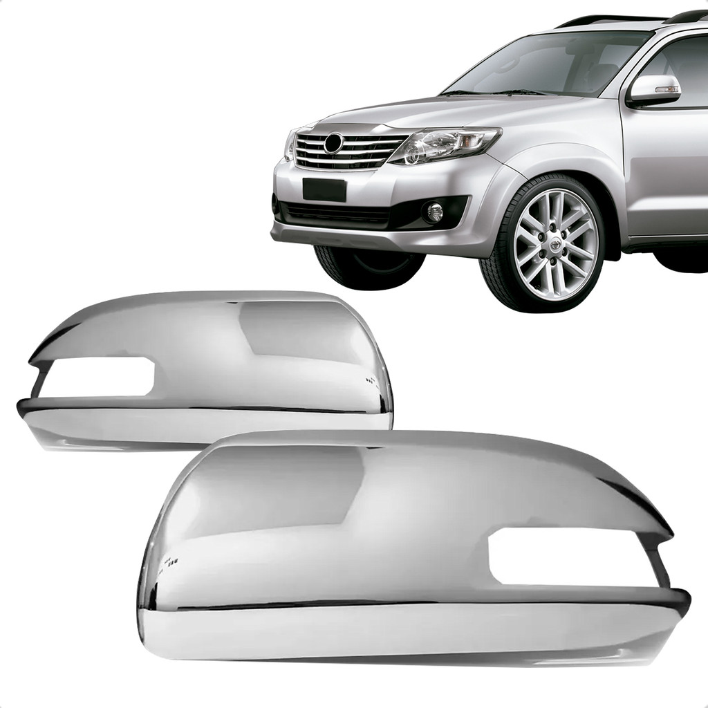 Par Capa Retrovisor Hilux 2012 2013 2014 2015 Cromado Com Furo Pisca