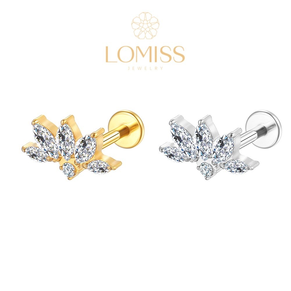 【Lomiss】Piercing Orelha Labret Aço Cirúrgico Folhas Zircônia Cravejada Piercing Ponto de Luz Hélix em Oferta na Shopee