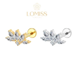 【Lomiss】Piercing Orelha Labret Aço Cirúrgico Folhas Zircônia Cravejada Piercing Ponto de Luz Hélix