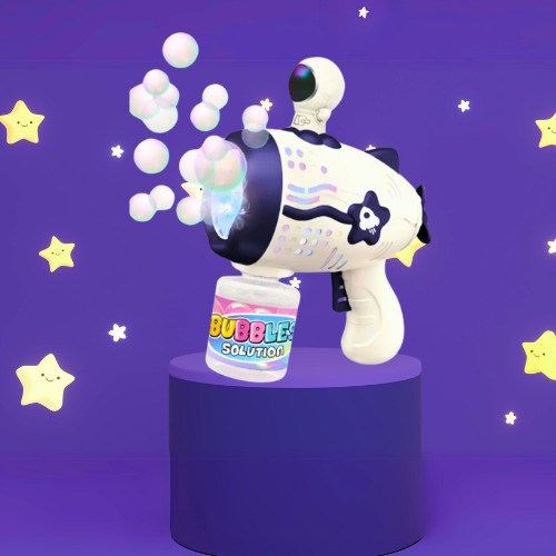 Brinquedo Bolha de Sabão Lança Bolhas Astronauta Espaço Sideral Com Luz LED e Som QS2470