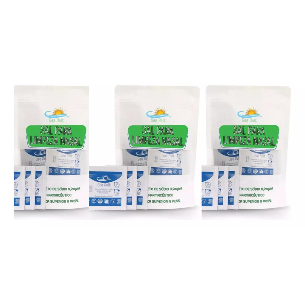 Soro Fisiologico Em Pó Nasal, Lavagem Nariz Kit C/180 Sachês