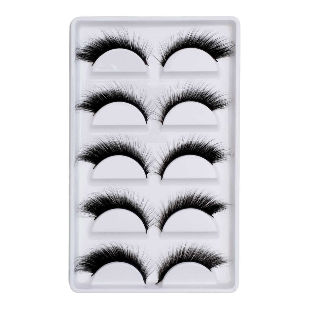Cartela com 5 pares de cilios postiços naturais modelo - MEGA FOX