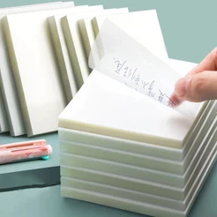 Bloco 50 Unidades Notas Adesivas Transparentes 75mm x 75mm Escola Escritório Bloquinho Anotações