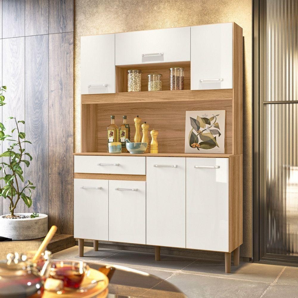 Cozinha Compacta Magazin 120 Freijó Com Off White Cristal Freijo Com Off White em Oferta na Shopee