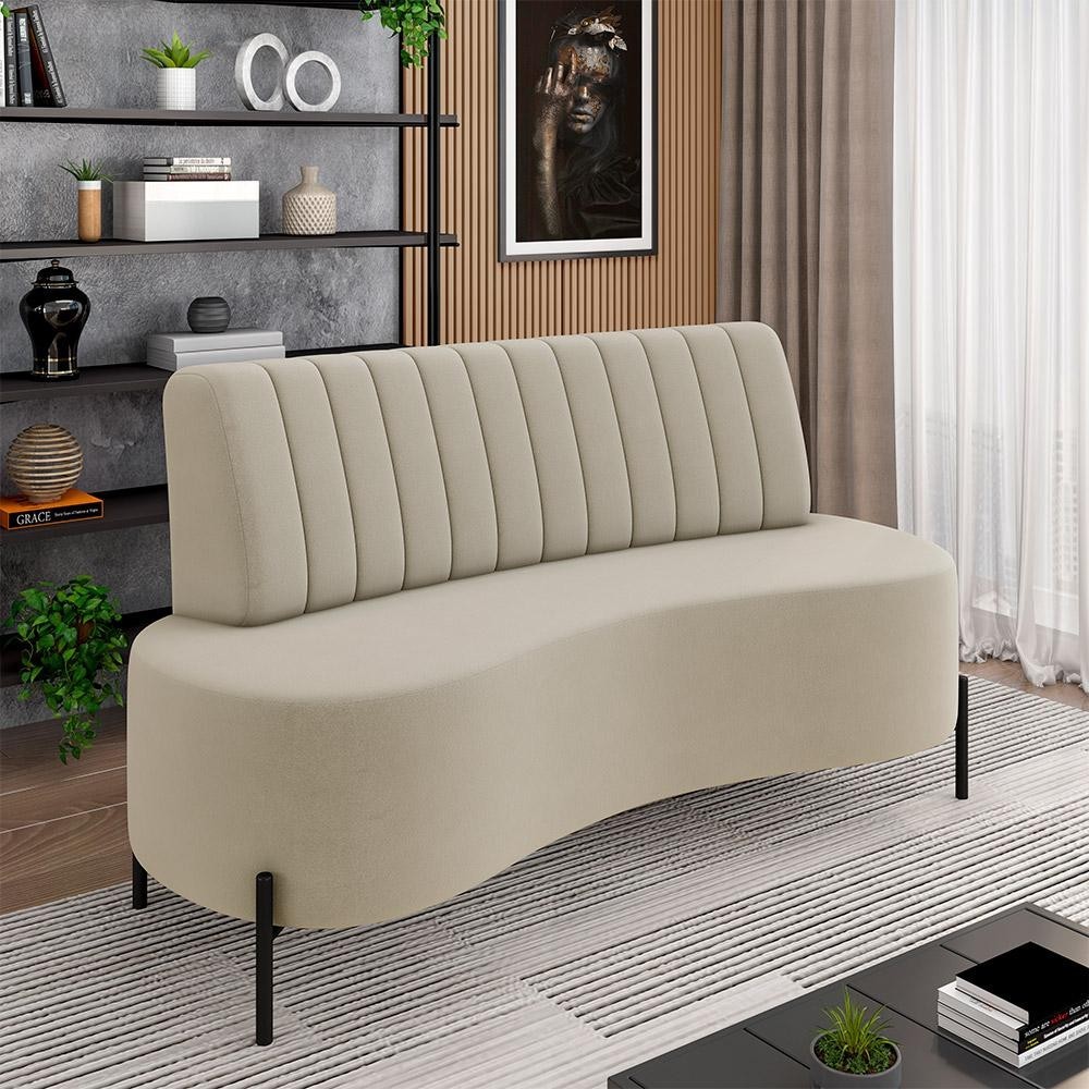 Sofá Living Decorativo 2 Lugares 1,35M Katara Pés de Ferro Veludo Bege G33 - Gran Belo em Oferta na Shopee
