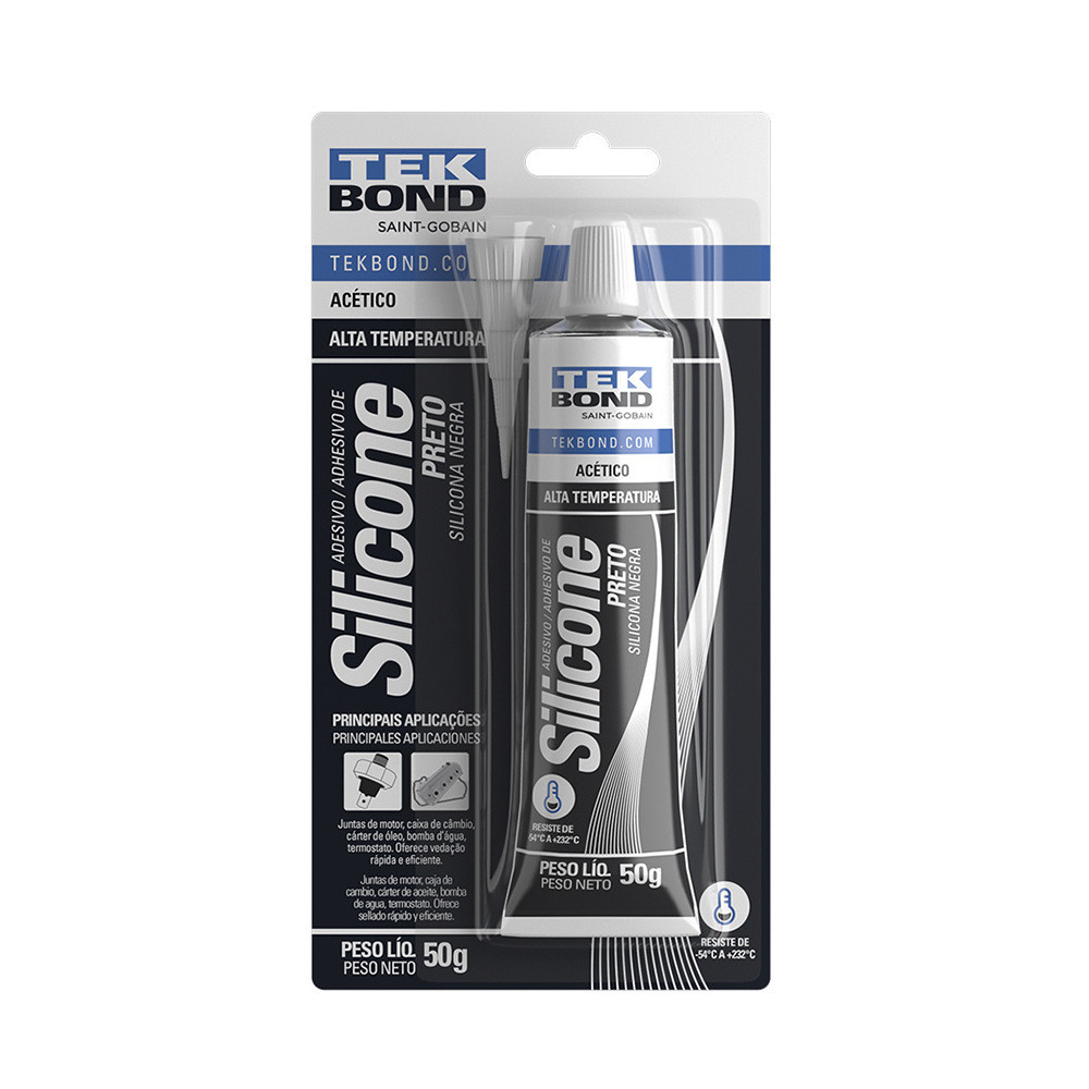 Silicone Acetico Alta Temperatura Blister 50gr Preto Tekbond 22024001202