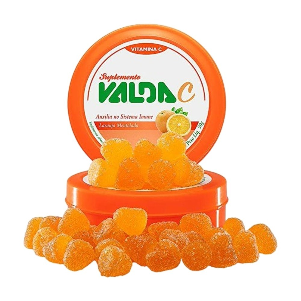 Balas de Gelatina Valda C Sabor Laranja Mentolada 50g