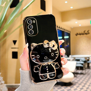 Invólucro Para Motorola Moto G22 G32 G42 G52 G72 G82 G71S Bonito 3D Kitty Gato Espelho Suporte De Silicone Anti Queda Ca em Oferta na Shopee