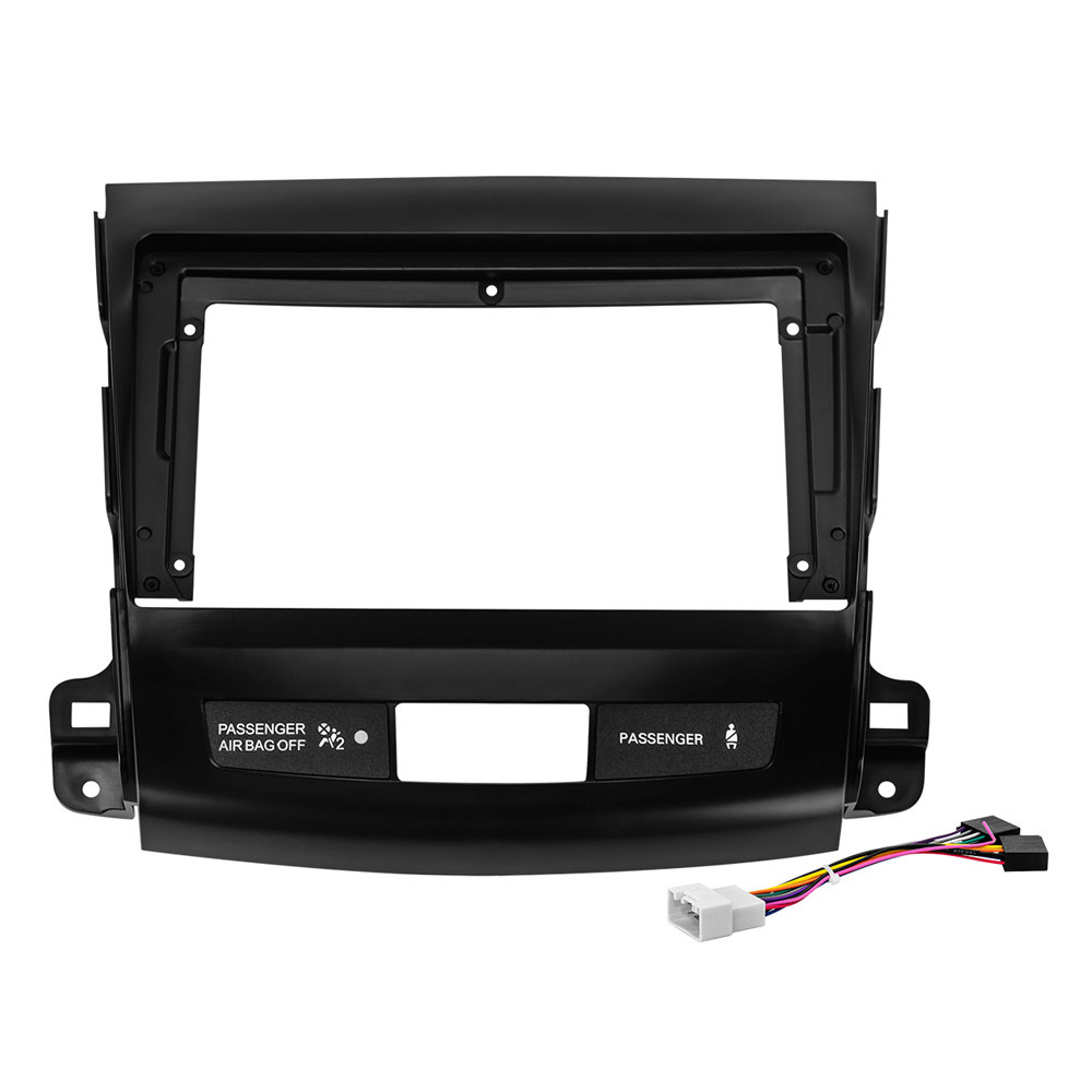 Kit Moldura Painel 9 Pol Outlander 2008 2009 2010 2011 2012 2 Din Preto Chicote Som em Oferta na Shopee