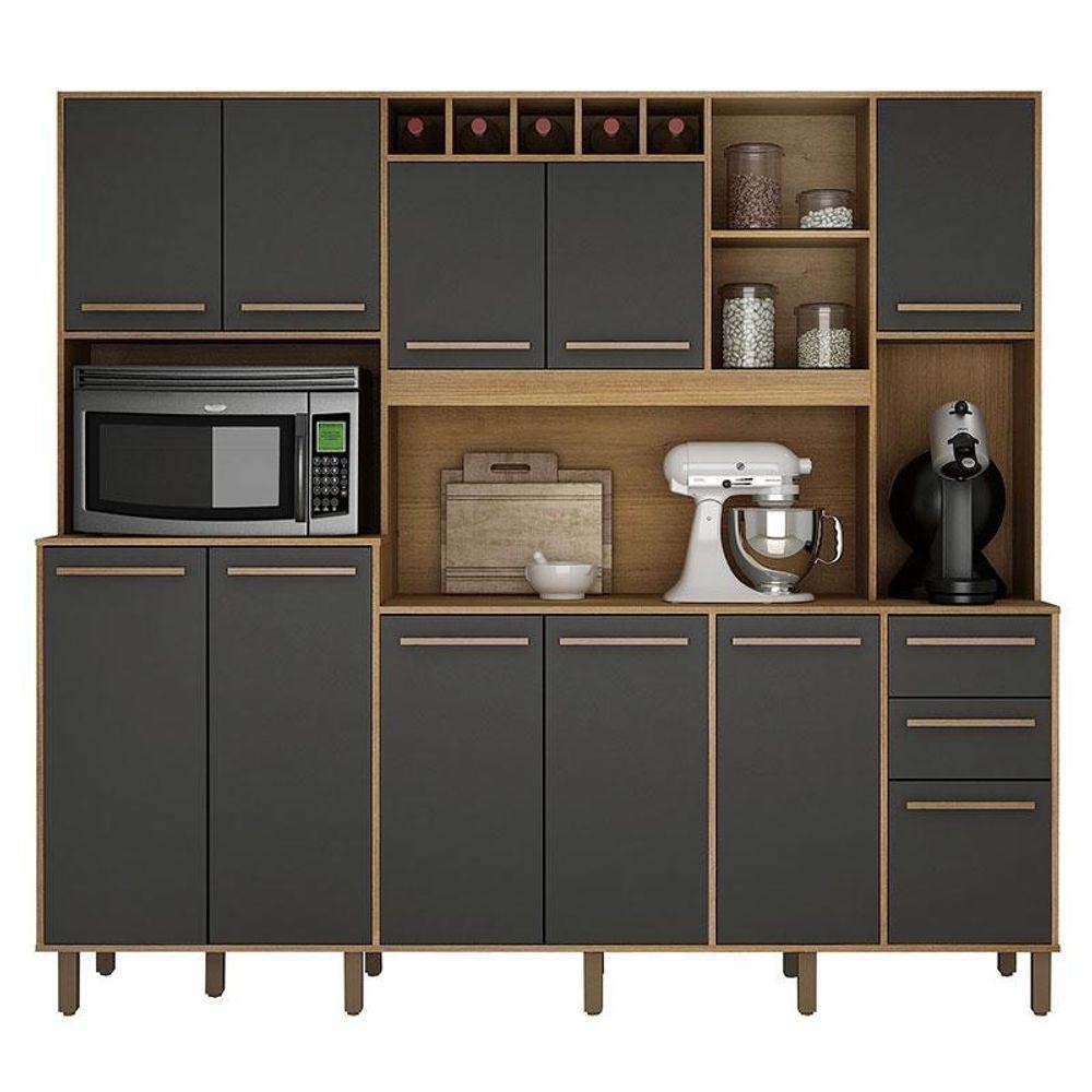 Armário De Cozinha Petra Cinamomo Grafite - Valdemóveis em Oferta na Shopee
