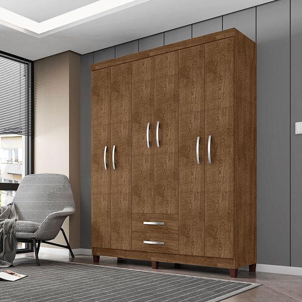 Guarda Roupa Casal Ambiente Modena 6 Portas Malbec - Incorplac em Oferta na Shopee