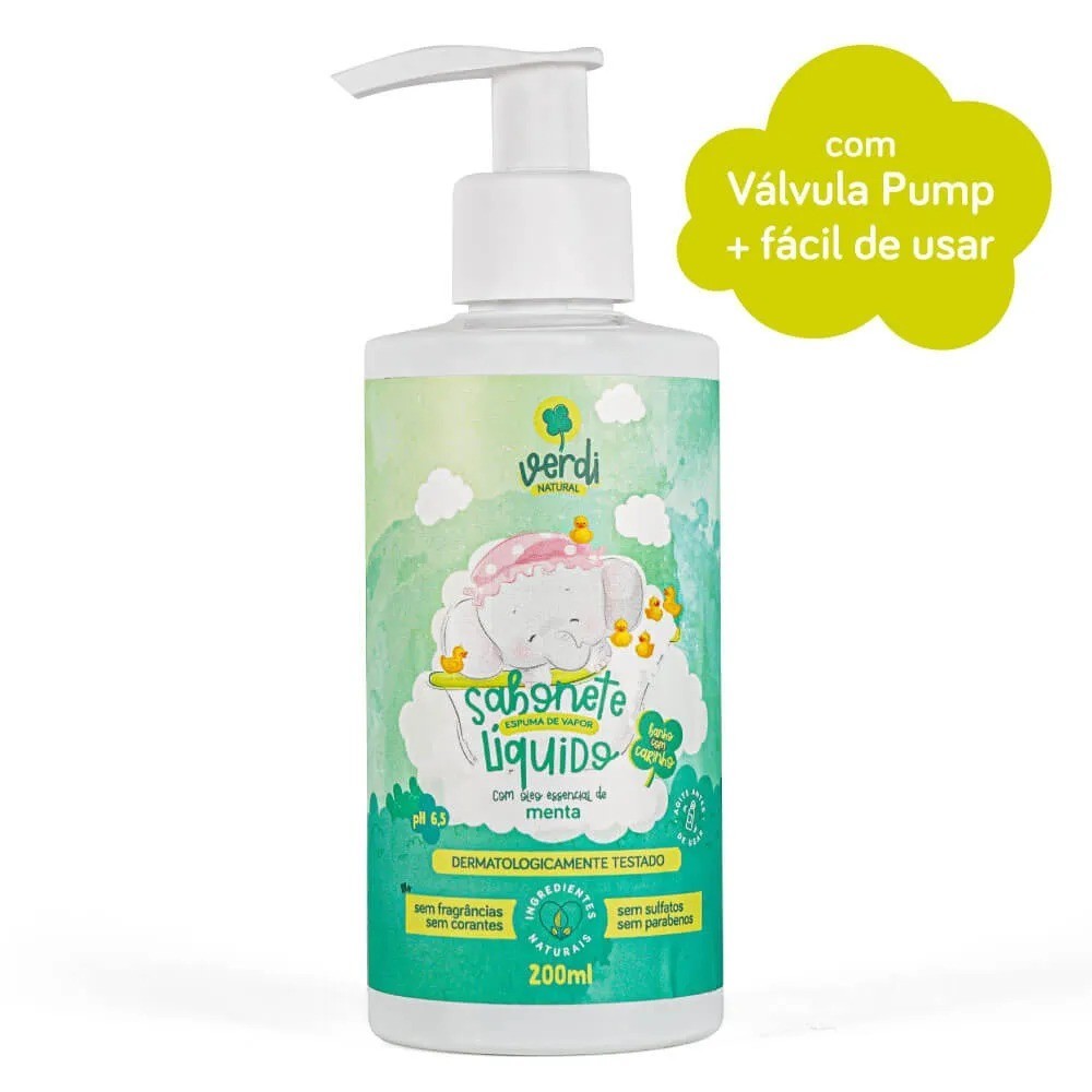 Sabonete Verdi Liquido e Shampoo 100% Natural Espuma de Vapor com Óleo Essencial de Menta verdi natural