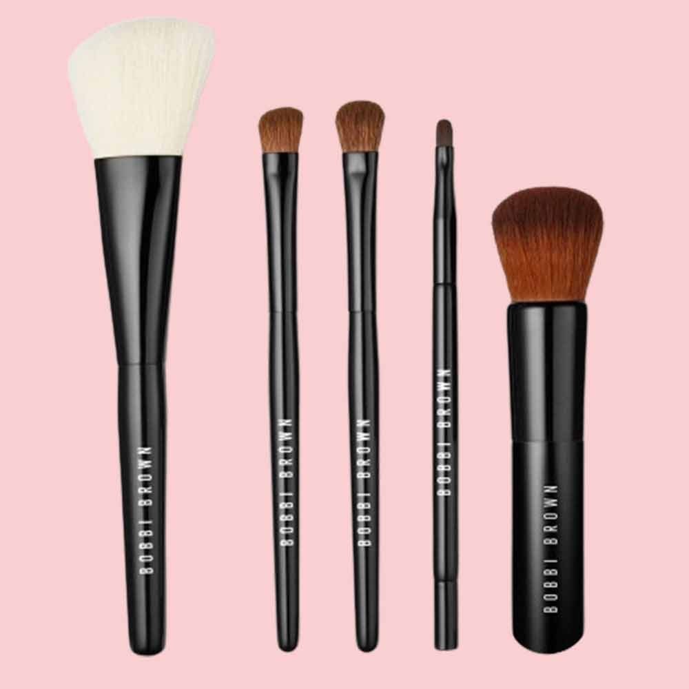 5PCS Brush Set Full-coverage face brush, angled face brush, eyeshadow brush, ultra-fine eyeliner brush, angled eyeshadow brush
