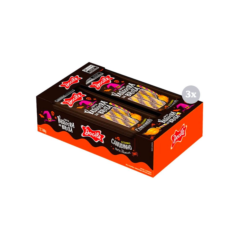 Kit com 3 Cx Canudinho Vassoura de Bruxa 12pctsx15g Docile em Oferta na Shopee