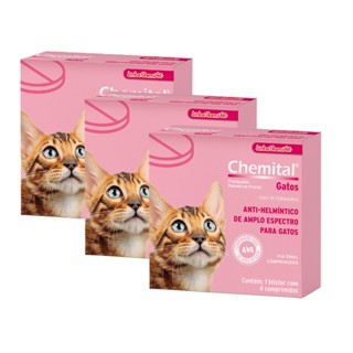 Kit 3 Chemital Chemitec Vermífugo para Gatos - 4 Comprimidos em Oferta na Shopee