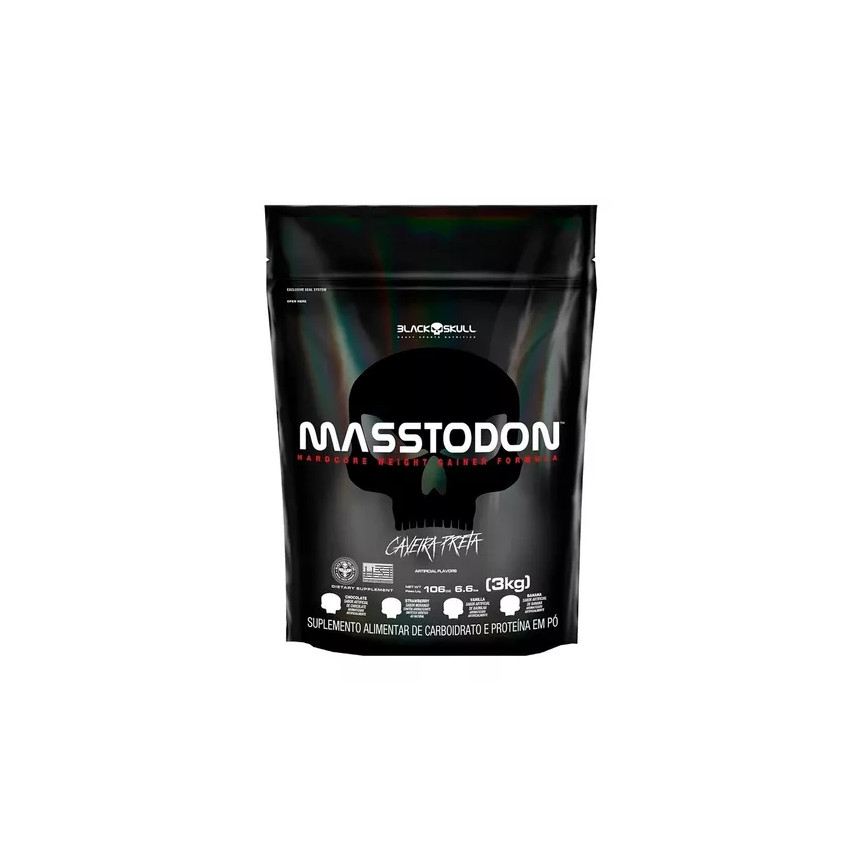 Hipercalórico Masstodon Massa 3kg Sabor Chocolate - Black Skull