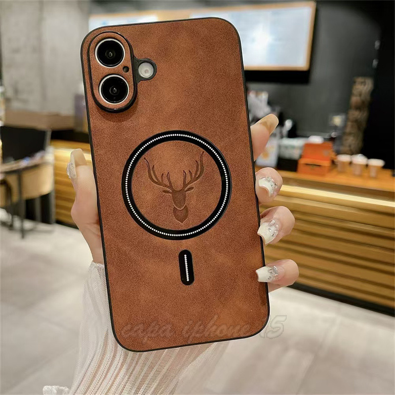 Nova Capa De Couro Magnética Para iPhone 16 15 Plus 11 12 13 14 Pro Max Magsafe Estilo De Carregamento Sem Fio
