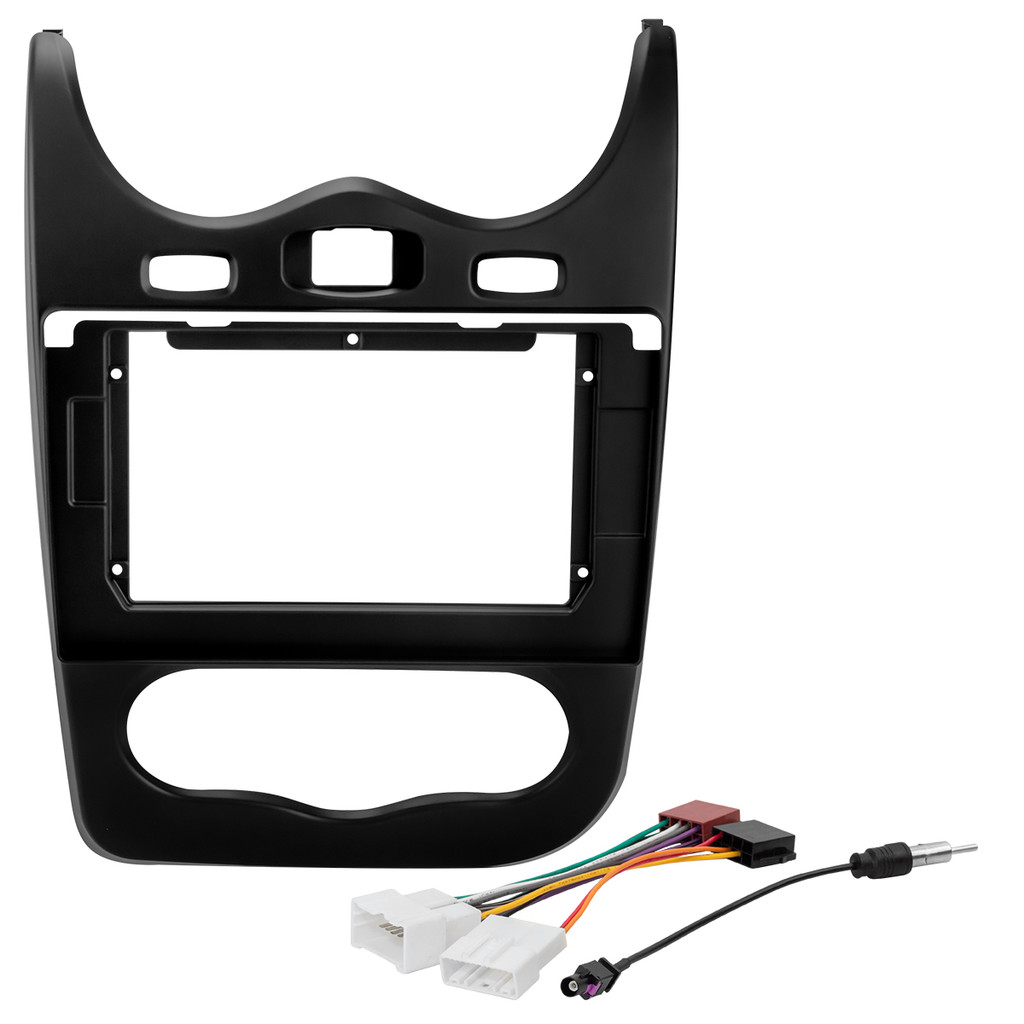 Kit Moldura Painel 10 Pol Sandero 2013 2014 2 Din Preto Chicote Som Plug Antena em Oferta na Shopee